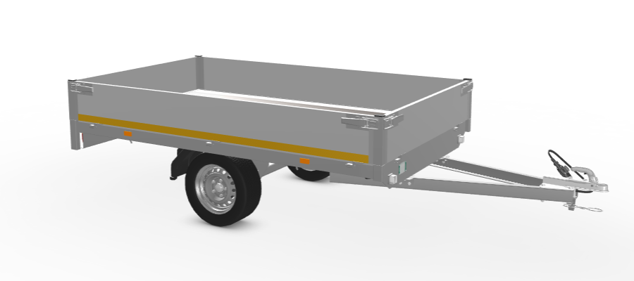 Ongeremde Eduard plateauwagen - 256x150 cm - 750 kg bruto laadvermogen - 63 cm laadvloerhoogte - 30 cm borden