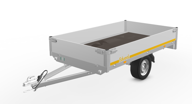 Ongeremde Eduard plateauwagen - 256x150 cm - 750 kg bruto laadvermogen - 63 cm laadvloerhoogte - 30 cm borden
