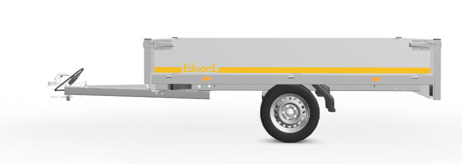 Ongeremde Eduard plateauwagen - 256x150 cm - 750 kg bruto laadvermogen - 63 cm laadvloerhoogte - 30 cm borden