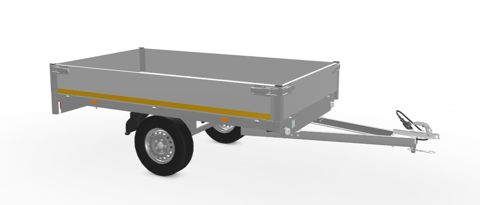 Ongeremde Eduard plateauwagen - 256x150 cm - 750 kg bruto laadvermogen - 72 cm laadvloerhoogte - 30 cm borden - enkelasser