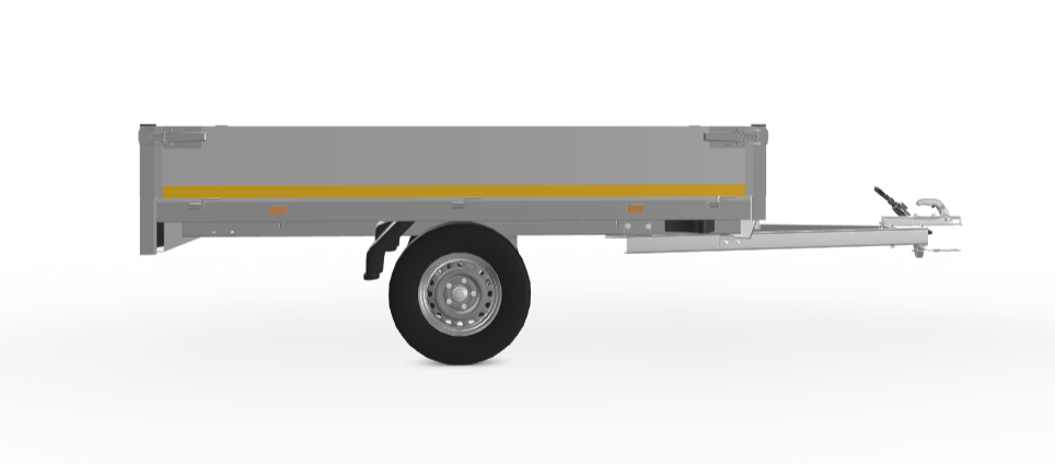 Ongeremde Eduard plateauwagen - 256x150 cm - 750 kg bruto laadvermogen - 72 cm laadvloerhoogte - 30 cm borden - enkelasser