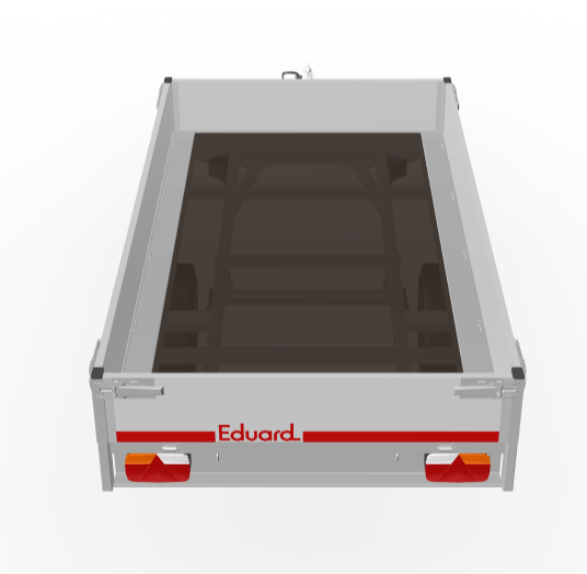 Ongeremde Eduard plateauwagen - 256x150 cm - 750 kg bruto laadvermogen - 72 cm laadvloerhoogte - 30 cm borden - enkelasser
