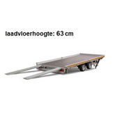 Geremde Eduard autotransporter - 606x220 cm - 3500 kg bruto laadvermogen - 63 cm laadvloerhoogte - kantelbaar met oprijplaten - vlak