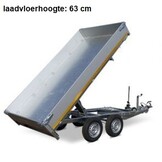 Achterwaartse kipper 310x160 cm - 2000 kg - handpomp en elektrisch met afstandsbediening - voorzien van 40 cm borden en oprijplaten