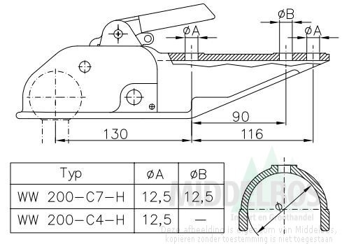 Winterhoff WW200-C7 - rond 70 mm - 3000 kg - geremde koppeling