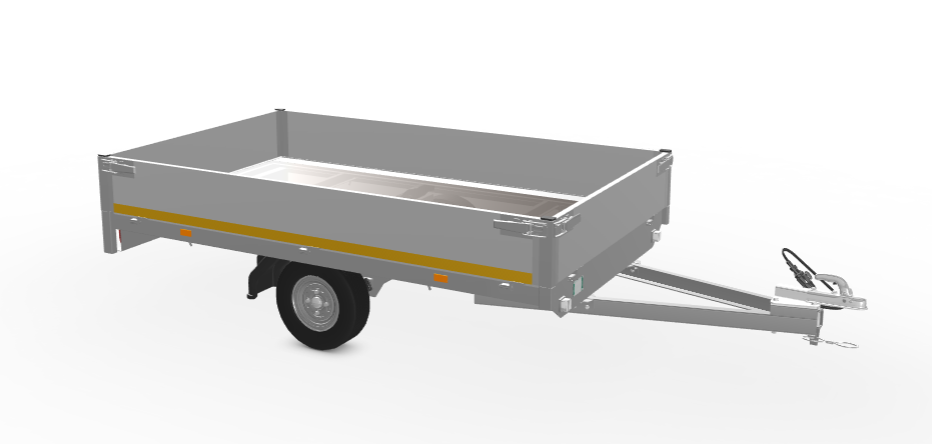 Ongeremde Eduard plateauwagen - 256x150 cm - 750 kg bruto laadvermogen - 56 cm laadvloerhoogte - 30 cm borden