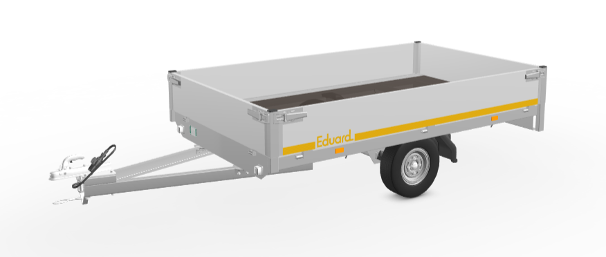 Ongeremde Eduard plateauwagen - 256x150 cm - 750 kg bruto laadvermogen - 56 cm laadvloerhoogte - 30 cm borden