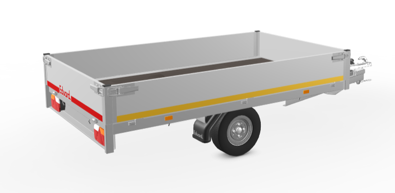 Ongeremde Eduard plateauwagen - 256x150 cm - 750 kg bruto laadvermogen - 56 cm laadvloerhoogte - 30 cm borden