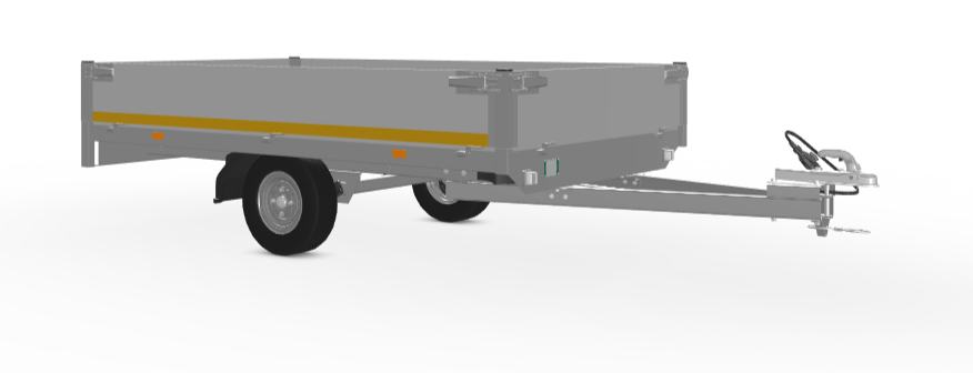 Ongeremde Eduard plateauwagen - 256x150 cm - 750 kg bruto laadvermogen - 56 cm laadvloerhoogte - 30 cm borden