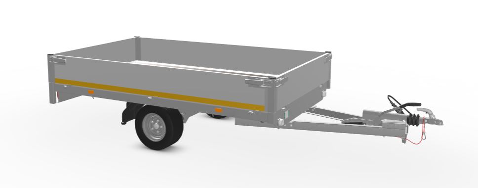 Geremde Eduard plateauwagen - 256x150 cm - 1000 kg bruto laadvermogen - 56 cm laadvloerhoogte - 30 cm borden