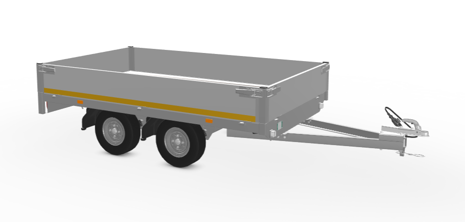 Ongeremde Eduard plateauwagen - 256x150 cm - 750 kg bruto laadvermogen - 56 cm laadvloerhoogte - 30 cm borden