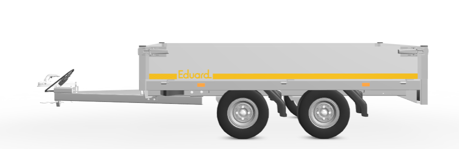 Ongeremde Eduard plateauwagen - 256x150 cm - 750 kg bruto laadvermogen - 56 cm laadvloerhoogte - 30 cm borden