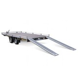 Geremde Eduard autotransporter - 406x200 cm - 3000 kg bruto laadvermogen - 56 cm laadvloerhoogte - 10 cm reling - inclusief lier en oprijplaten