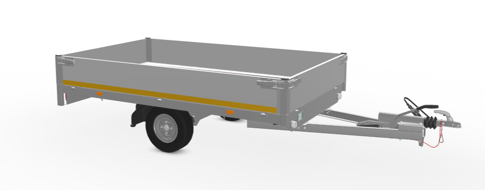 Geremde Eduard plateauwagen - 256x150 cm - 750 kg bruto laadvermogen - 56 cm laadvloerhoogte - 30 cm borden