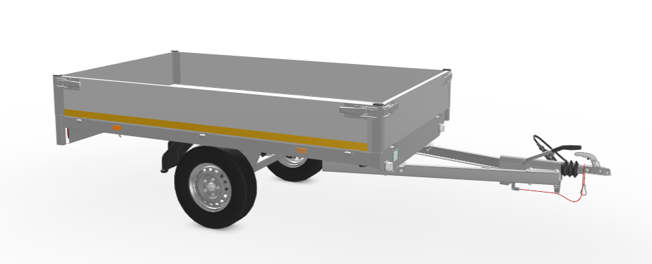 Geremde Eduard plateauwagen - 256x150 cm - 750 kg bruto laadvermogen - 72 cm laadvloerhoogte - 30 cm borden - tandemasser