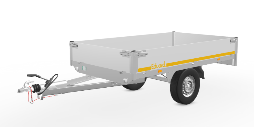 Geremde Eduard plateauwagen - 256x150 cm - 750 kg bruto laadvermogen - 72 cm laadvloerhoogte - 30 cm borden - tandemasser