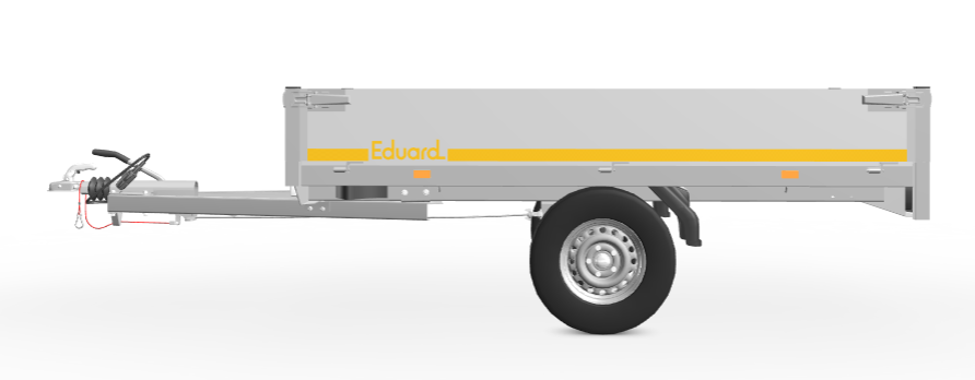 Geremde Eduard plateauwagen - 256x150 cm - 750 kg bruto laadvermogen - 72 cm laadvloerhoogte - 30 cm borden - tandemasser