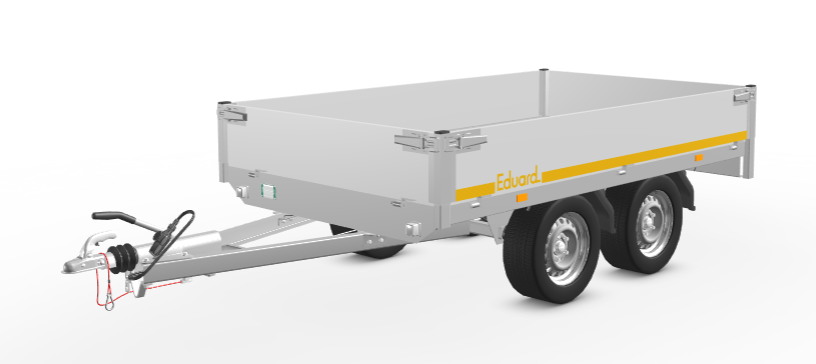 Geremde Eduard plateauwagen - 256x150 cm - 750 kg bruto laadvermogen - 63 cm laadvloerhoogte - 30 cm borden - tandemasser