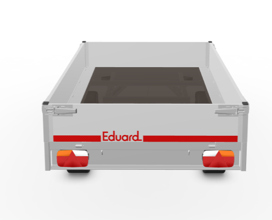 Geremde Eduard plateauwagen - 256x150 cm - 750 kg bruto laadvermogen - 63 cm laadvloerhoogte - 30 cm borden - tandemasser