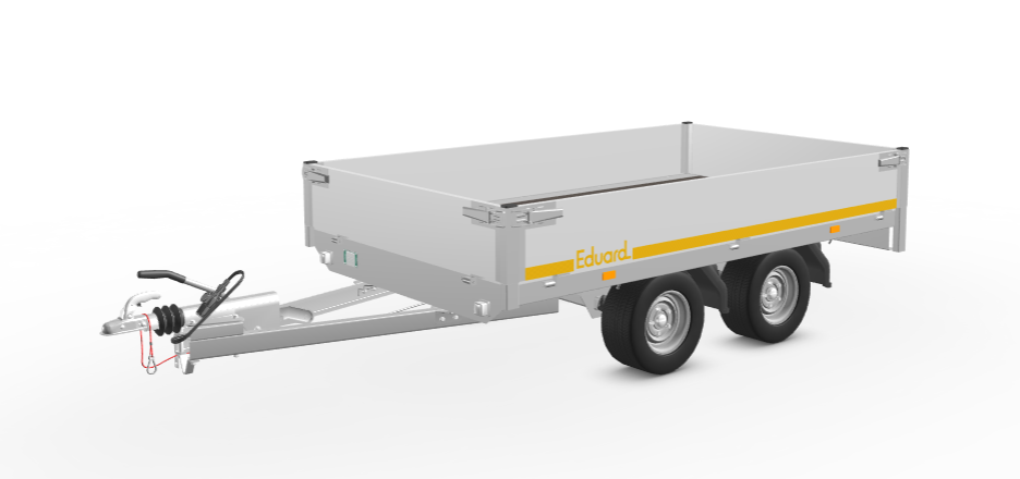 Geremde Eduard plateauwagen - 256x150 cm - 750 kg bruto laadvermogen - 56 cm laadvloerhoogte - 30 cm borden - tandemasser