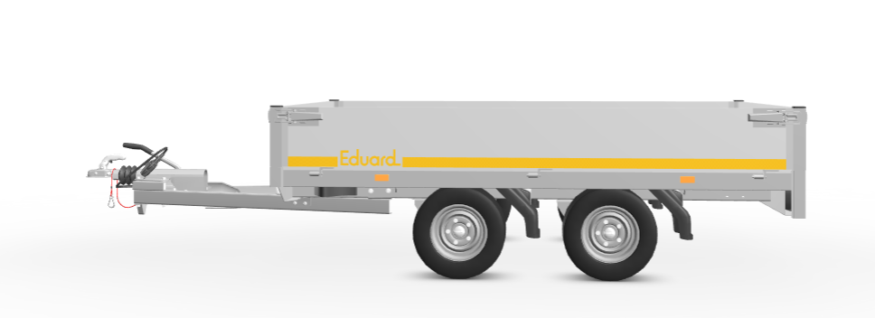 Geremde Eduard plateauwagen - 256x150 cm - 750 kg bruto laadvermogen - 56 cm laadvloerhoogte - 30 cm borden - tandemasser