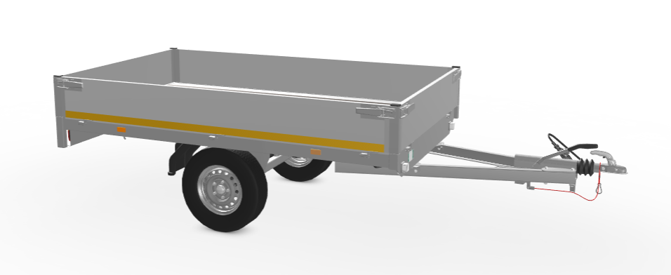Geremde Eduard plateauwagen - 256x150 cm - 1000 kg bruto laadvermogen - 72 cm laadvloerhoogte - 30 cm borden
