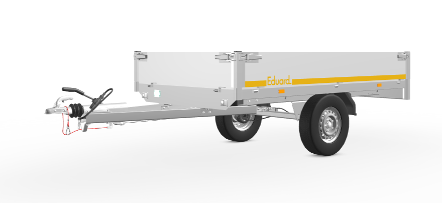 Geremde Eduard plateauwagen - 256x150 cm - 1000 kg bruto laadvermogen - 72 cm laadvloerhoogte - 30 cm borden