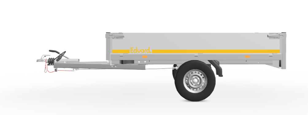 Geremde Eduard plateauwagen - 256x150 cm - 1000 kg bruto laadvermogen - 72 cm laadvloerhoogte - 30 cm borden