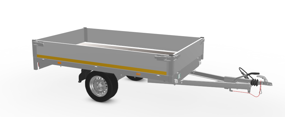Geremde Eduard plateauwagen - 256x150 cm - 1000 kg bruto laadvermogen - 63 cm laadvloerhoogte - 30 cm borden