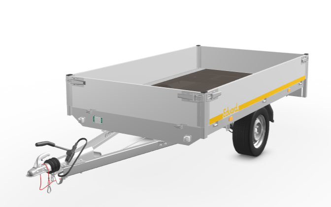 Geremde Eduard plateauwagen - 256x150 cm - 1000 kg bruto laadvermogen - 63 cm laadvloerhoogte - 30 cm borden