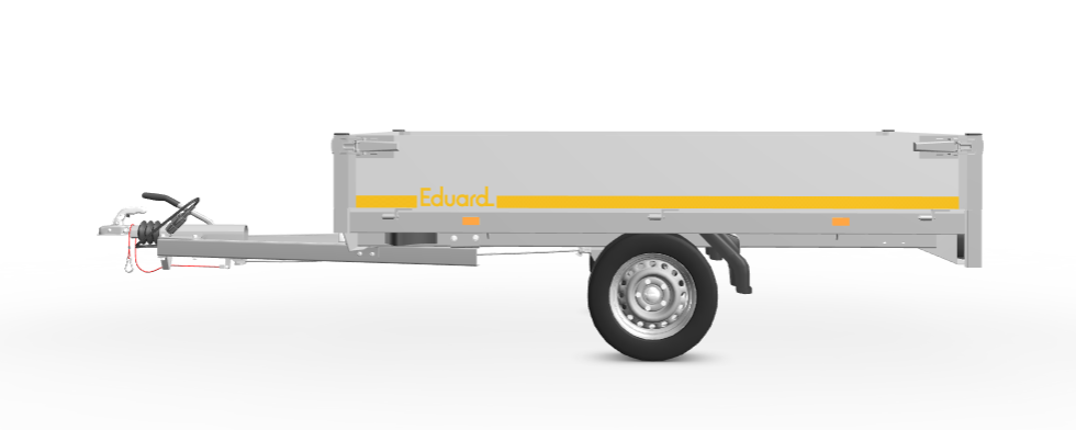 Geremde Eduard plateauwagen - 256x150 cm - 1000 kg bruto laadvermogen - 63 cm laadvloerhoogte - 30 cm borden