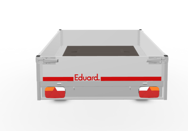 Geremde Eduard plateauwagen - 256x150 cm - 1000 kg bruto laadvermogen - 63 cm laadvloerhoogte - 30 cm borden