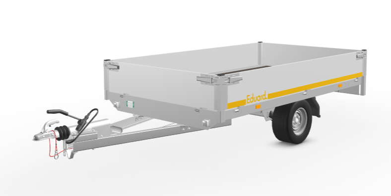 Geremde Eduard plateauwagen - 256x150 cm - 1000 kg bruto laadvermogen - 56 cm laadvloerhoogte - 30 cm borden