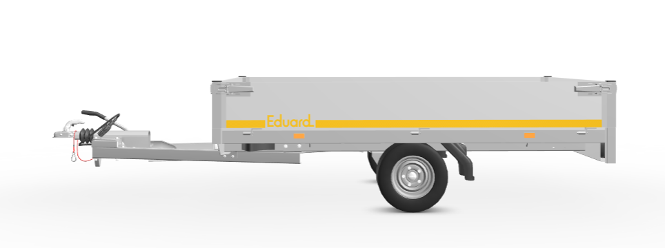 Geremde Eduard plateauwagen - 256x150 cm - 1000 kg bruto laadvermogen - 56 cm laadvloerhoogte - 30 cm borden