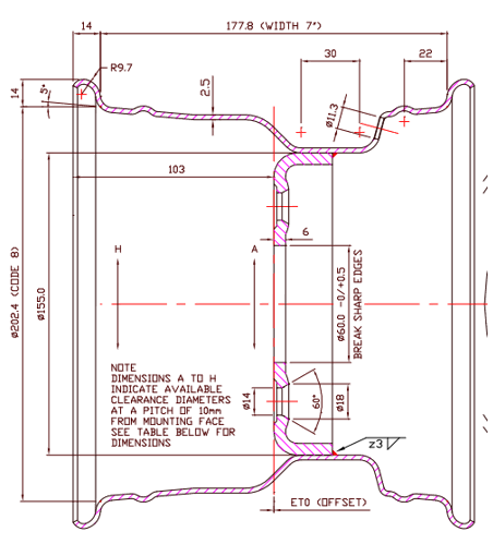 Compleet 8 inch wiel - 18.5x8.50-8 band + velg - opel steek: 4x100 - 6PR - 425 kg - 60 mm naafdiameter