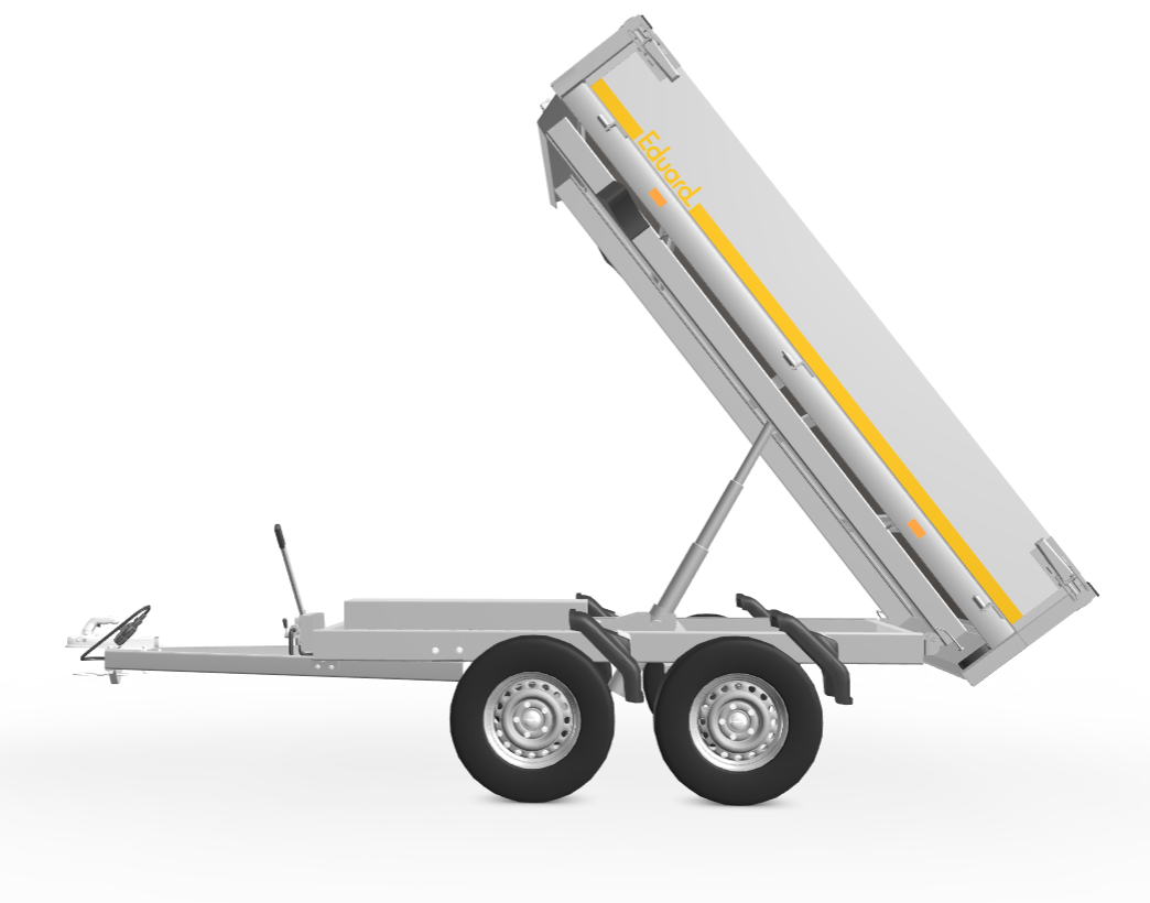 Ongeremde Eduard achterwaartse kipper - 256x150 cm - 750 kg bruto laadvermogen - elektrisch en handpomp - 72 cm laadvloerhoogte