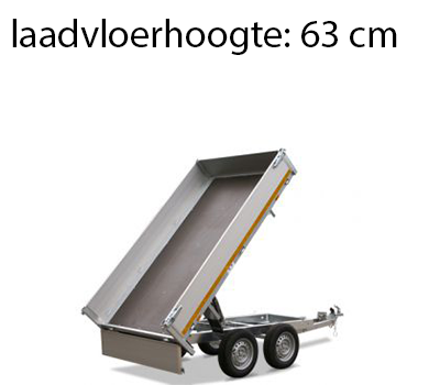Ongeremde Eduard achterwaartse kipper - 256x150 cm - 750 kg bruto laadvermogen - elektrisch, extern laden - 63 cm laadvloerhoogte