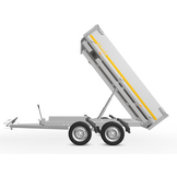 Ongeremde Eduard achterwaartse kipper - 256x150 cm - 750 kg bruto laadvermogen - elektrisch en handpomp - 63 cm laadvloerhoogte