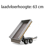 Ongeremde Eduard achterwaartse kipper - 256x150 cm - 750 kg bruto laadvermogen - elektrisch met afstandsbediening - 63 cm laadvloerhoogte