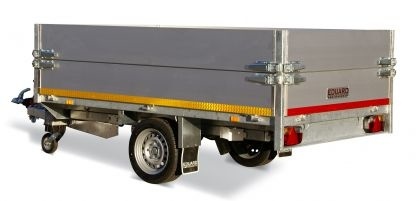 Geremde Eduard achterwaartse kipper - 256x150 cm - 1350 kg bruto laadvermogen - elektrisch, extern laden en een handpomp - 63 cm laadvloerhoogte