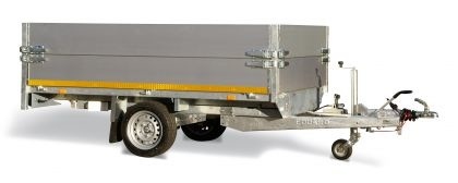 Geremde Eduard achterwaartse kipper - 256x150 cm - 1350 kg bruto laadvermogen - elektrisch, extern laden met afstandsbediening - 63 cm laadvloerhoogte