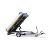 Geremde Eduard achterwaartse kipper - 256x150 cm - 1500 kg bruto laadvermogen - elektrisch, extern laden met afstandsbediening en een handpomp - 63 cm laadvloerhoogte