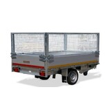 Geremde Eduard achterwaartse kipper - 256x150 cm - 1500 kg bruto laadvermogen - elektrisch, extern laden met afstandsbediening en een handpomp - 63 cm laadvloerhoogte