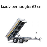 Geremde Eduard achterwaartse kipper - 256x150 cm - 2000 kg bruto laadvermogen - elektrisch, extern laden met een afstandsbediening  en een handpomp - 63 cm laadvloerhoogte