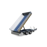 Geremde Eduard achterwaartse kipper - 256x150 cm - 2000 kg bruto laadvermogen - elektrisch, extern laden met een afstandsbediening  en een handpomp - 63 cm laadvloerhoogte