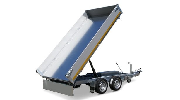 Geremde Eduard achterwaartse kipper - 256x150 cm - 2000 kg bruto laadvermogen - elektrisch, extern laden met een afstandsbediening  en een handpomp - 63 cm laadvloerhoogte