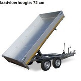 Geremde Eduard achterwaartse kipper - 256x150 cm - 2000 kg bruto laadvermogen - elektrisch, extern laden  met een handpomp - 72 cm laadvloerhoogte