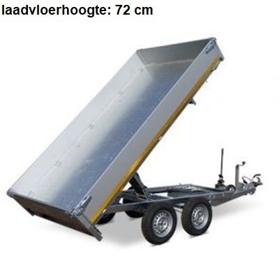 Geremde Eduard achterwaartse kipper - 256x150 cm - 2000 kg bruto laadvermogen - elektrisch, extern laden  met een handpomp - 72 cm laadvloerhoogte