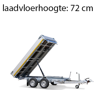 Geremde Eduard achterwaartse kipper - 256x150 cm - 2000 kg bruto laadvermogen - elektrisch, extern laden  met een afstandsbediening - 72 cm laadvloerhoogte
