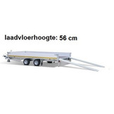 Geremde Eduard multitransporter - 406x220 cm - 3000 kg bruto laadvermogen - 56 cm laadvloerhoogte - 30 cm borden - inclusief oprijplaten en handlier